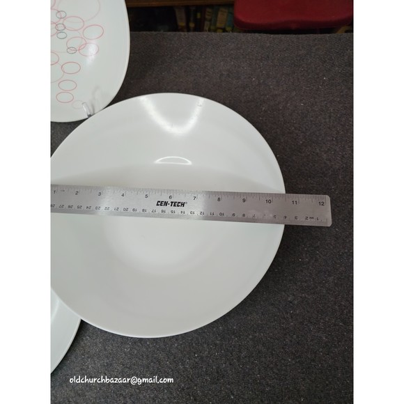 Vtg 60's Melamine Melmac Circle 4-Dinner Plates/1-Serving Lrg Bowl - Picture 2 of 7